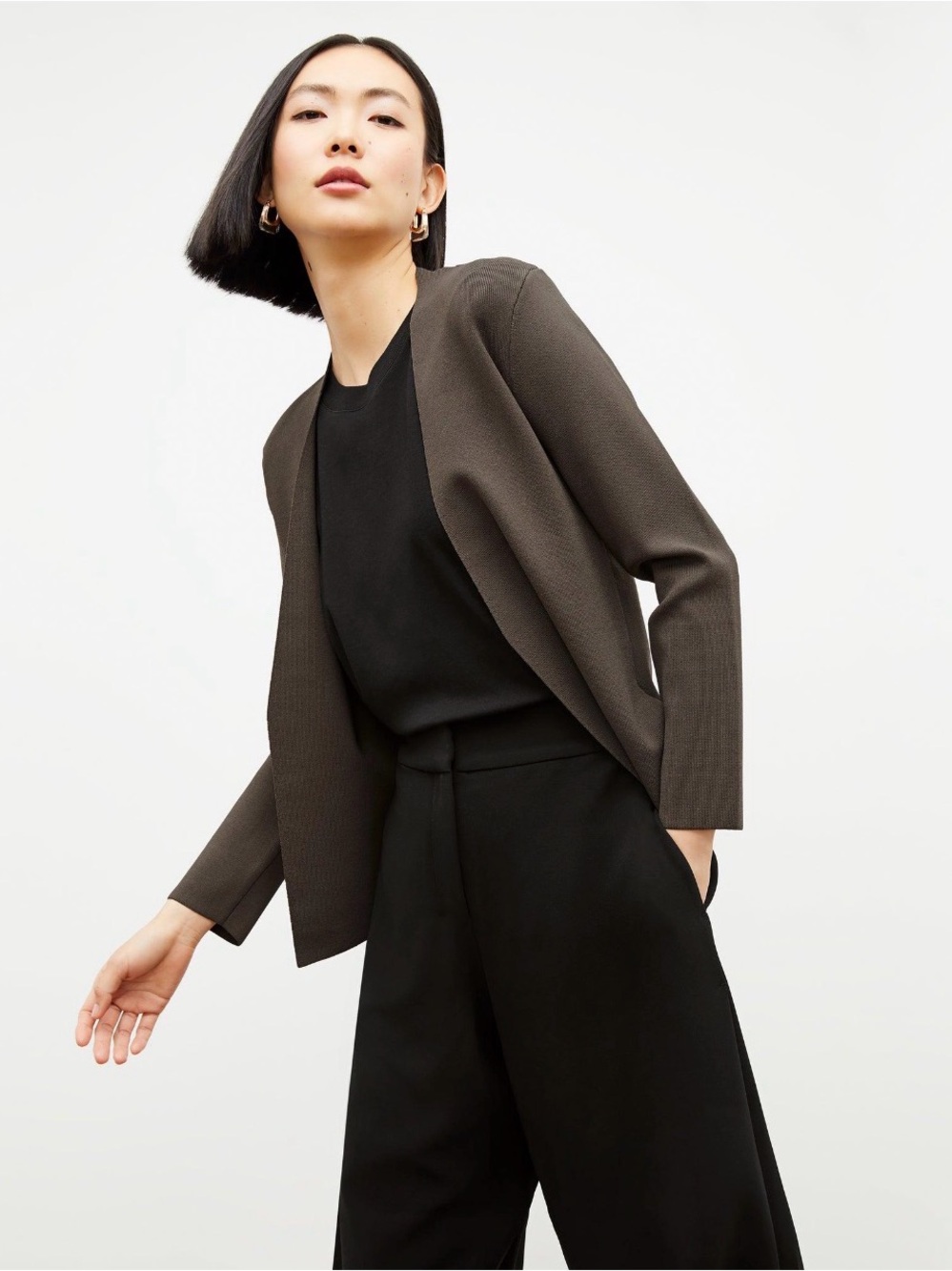 M.M.LaFleur Woolf Jardigan Charcoal Open Front Knit Blazer +2